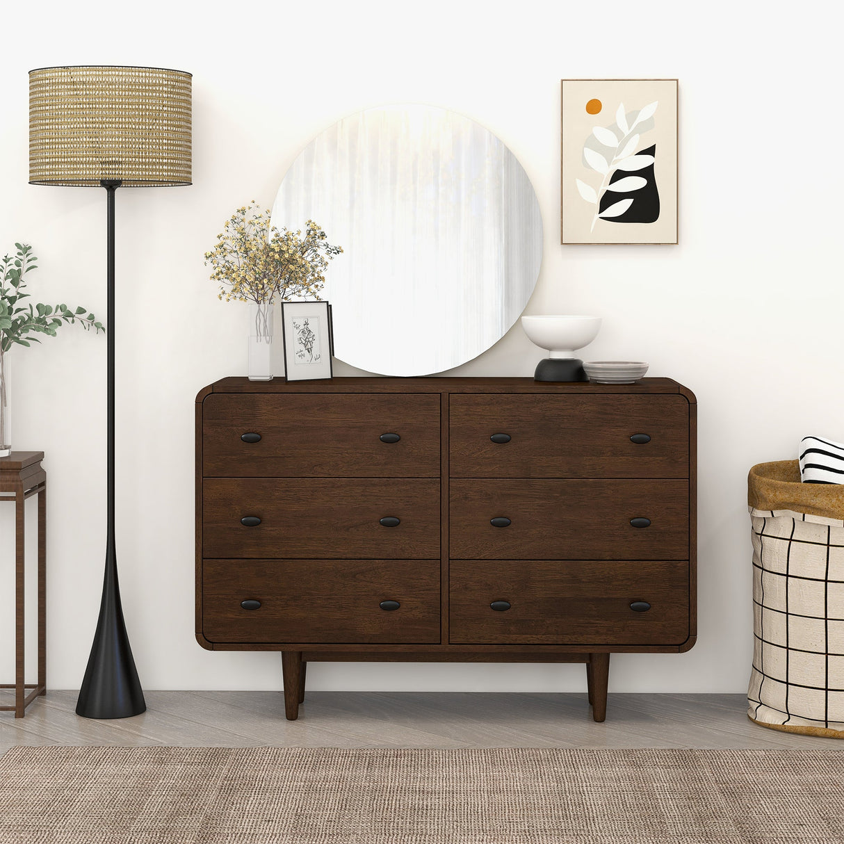 Alexa Mid Century Modern Dresser 6 Drawers by Ashcroft Imports at Eve Furniture