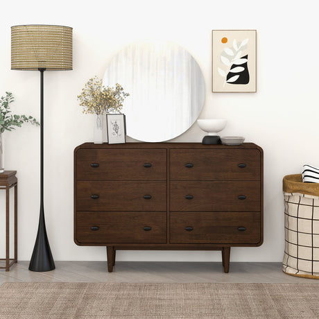 Alexa Mid Century Modern Dresser 6 Drawers by Ashcroft Imports at Eve Furniture