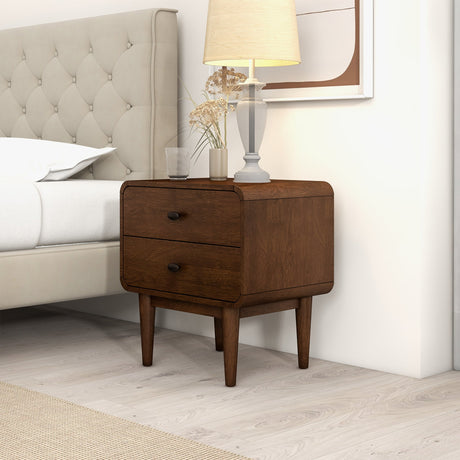 Alexa Mid Century Modern Style Night Stand 2-Drawer by Ashcroft Furniture at Eve Furniture