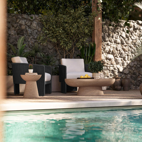 Alexa Rattan Performance Fabric Outdoor Armchair by TOV Furniture at Eve Furniture