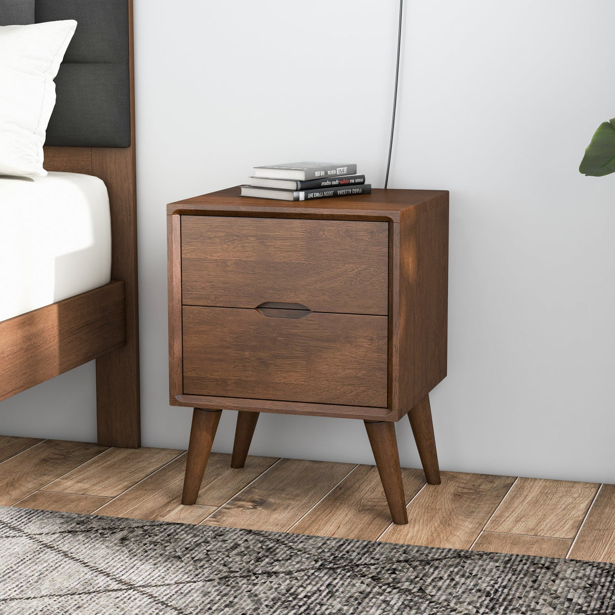 Alexandra Walnut Nightstand - 2 Drawers by Ashcroft Furniture at Eve Furniture