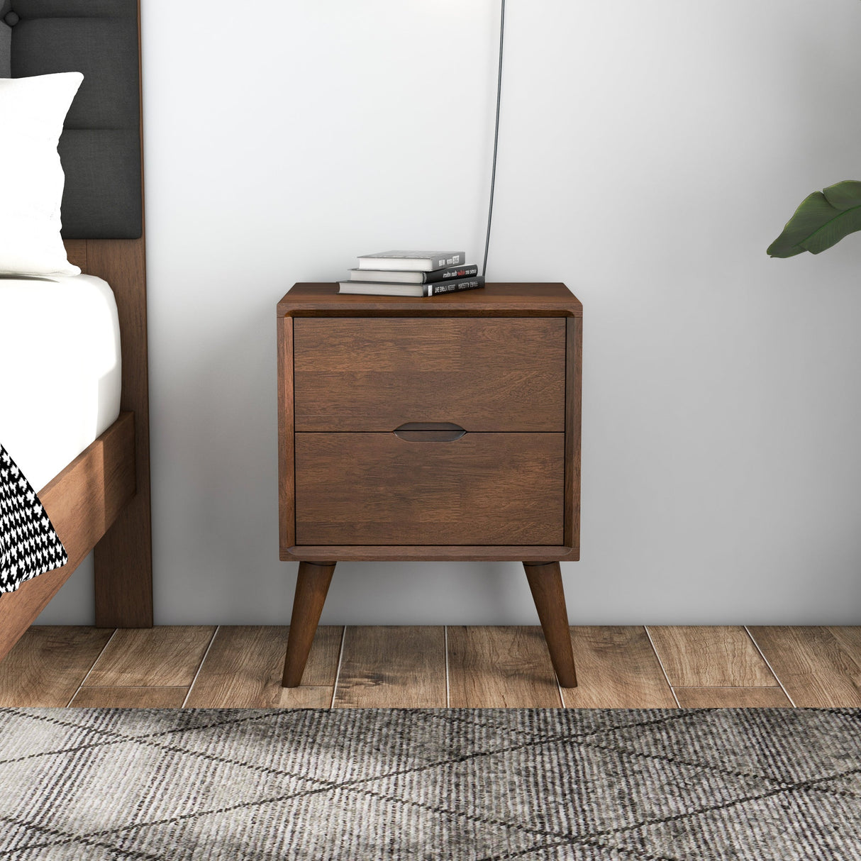 Alexandra Walnut Nightstand - 2 Drawers by Ashcroft Furniture at Eve Furniture