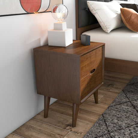 Alexandra Walnut Nightstand - 2 Drawers by Ashcroft Furniture at Eve Furniture