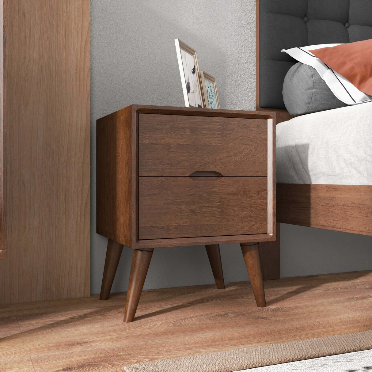 Alexandra Walnut Nightstand - 2 Drawers by Ashcroft Imports at Eve Furniture