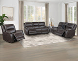 Alexandria Chocolate 3-Piece Top-Grain Leather Power Reclining Set by Steve Silver at Eve Furniture