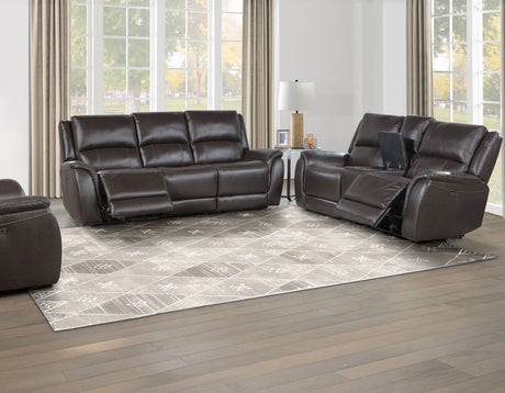 Alexandria Chocolate Power Leather Reclining Sofa by Steve Silver at Eve Furniture