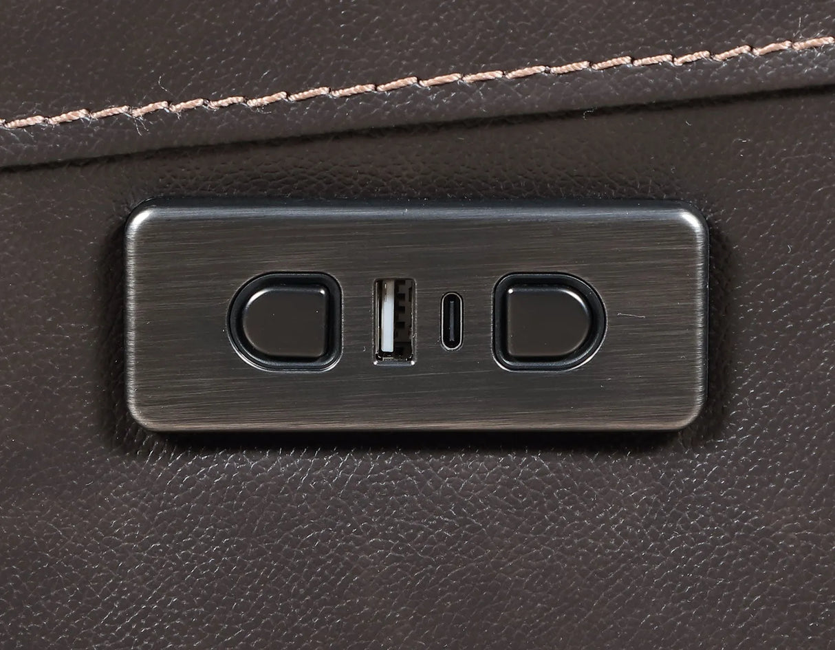 Alexandria Chocolate Power Leather Reclining Sofa by Steve Silver at Eve Furniture