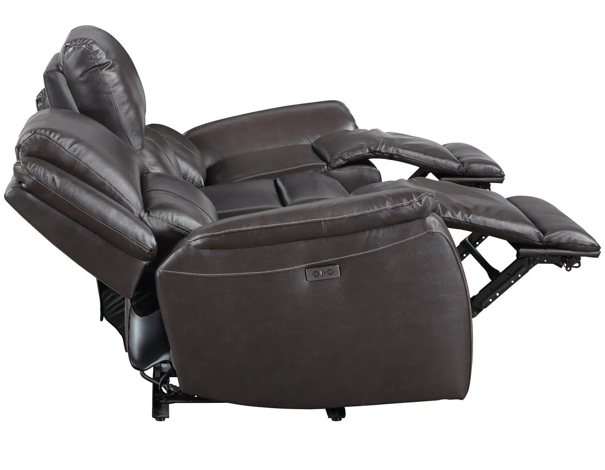 Alexandria Chocolate Power Leather Reclining Sofa by Steve Silver at Eve Furniture
