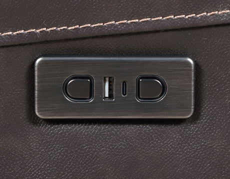 Alexandria Chocolate Power Leather Reclining Sofa by Steve Silver at Eve Furniture