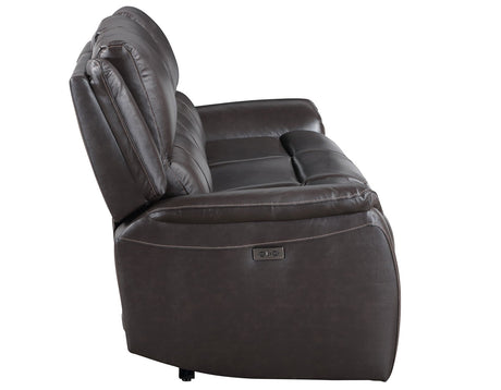 Alexandria Chocolate Power Leather Reclining Sofa by Steve Silver at Eve Furniture