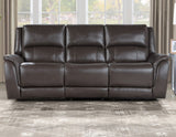 Alexandria Chocolate Power Leather Reclining Sofa by Steve Silver at Eve Furniture