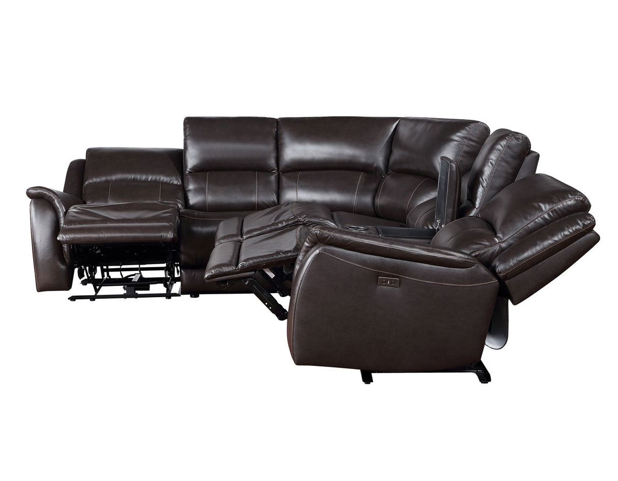 Alexandria Leather 6-Piece Power Reclining Set, Chocolate