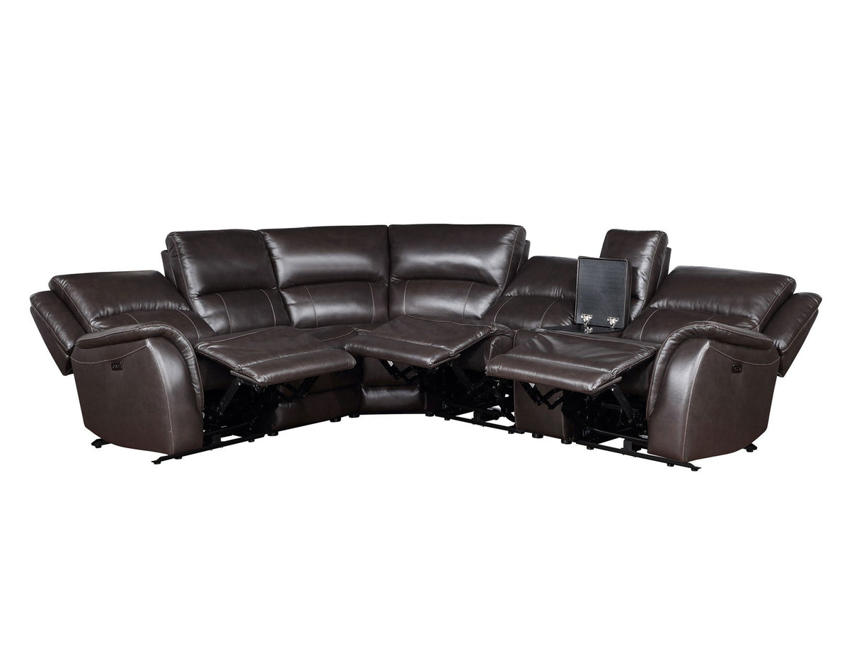 Alexandria Leather 6-Piece Power Reclining Set, Chocolate