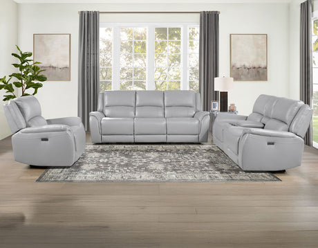 Alexandria Stone 3-Piece Top-Grain Leather Power Reclining Set by Steve Silver at Eve Furniture