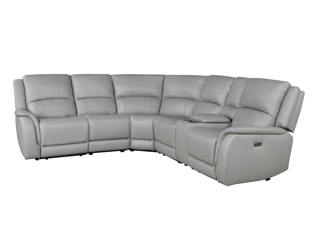 Alexandria Stone Top-Grain Leather 6-Piece Power Reclining Set by Steve Silver at Eve Furniture