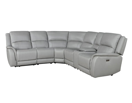 Alexandria Stone Top-Grain Leather 6-Piece Power Reclining Set by Steve Silver at Eve Furniture