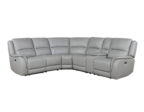 Alexandria Stone Top-Grain Leather 6-Piece Power Reclining Set by Steve Silver at Eve Furniture