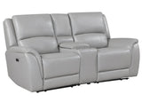 Alexandria Stone Top-Grain Leather Power Reclining Console Loveseat by Steve Silver at Eve Furniture