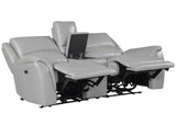 Alexandria Stone Top-Grain Leather Power Reclining Console Loveseat by Steve Silver at Eve Furniture