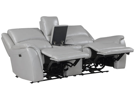 Alexandria Stone Top-Grain Leather Power Reclining Console Loveseat by Steve Silver at Eve Furniture