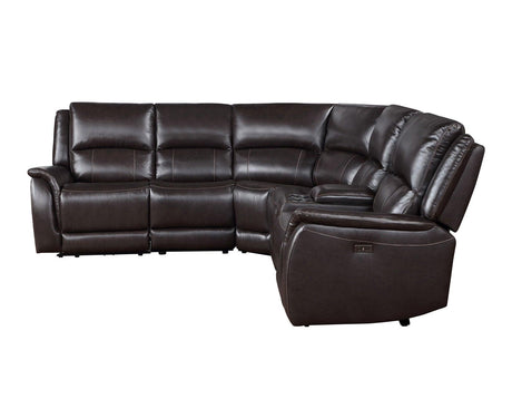 Alexandria Chocolate Top-Grain Leather 6-Piece Power Reclining Set by Steve Silver at Eve Furniture