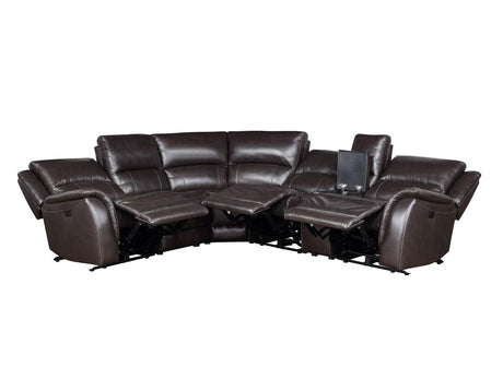 Alexandria Chocolate Top-Grain Leather 6-Piece Power Reclining Set by Steve Silver at Eve Furniture