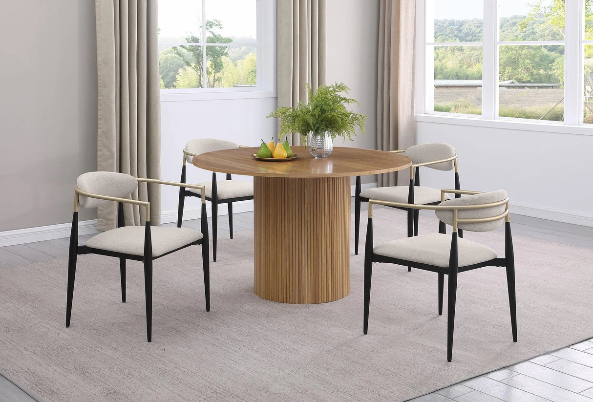 Alexis Upholstered Dining Arm Chair Beige (Set of 2) by Coaster at Eve Furniture