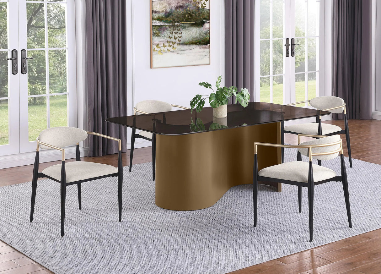 Alexis Upholstered Dining Arm Chair Beige (Set of 2) by Coaster at Eve Furniture