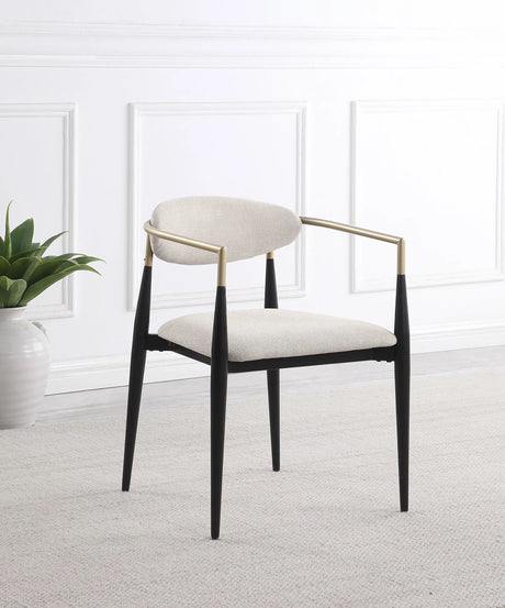 Alexis Upholstered Dining Arm Chair Beige (Set of 2) by Coaster at Eve Furniture