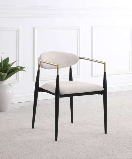 Alexis Upholstered Dining Arm Chair Beige (Set of 2) by Coaster at Eve Furniture