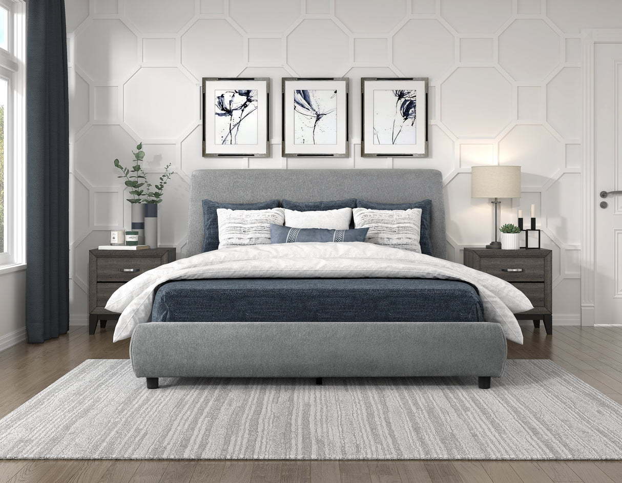 Alford Gray Full Upholstered Platform Bed by Homelegance at Eve Furniture