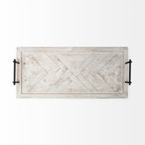 Alfred 35L x 16W Natural Wooden Herringbone Rectangular Tray by Mercana at Eve Furniture