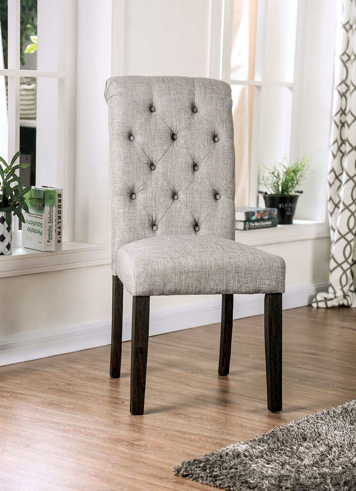 Alfred Antique Black & Light Gray 7pc Dining Room Set by Furniture of America at Eve Furniture