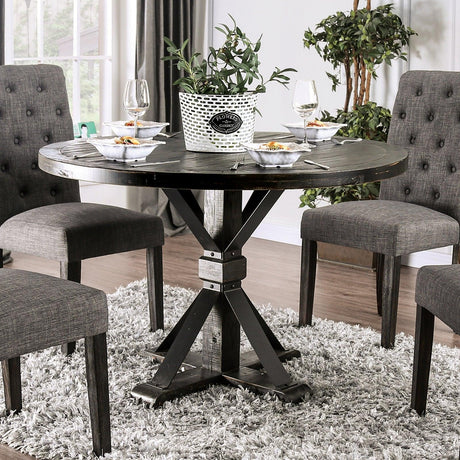 Alfred Antique Black/Ivory Round Table Only by Furniture of America at Eve Furniture