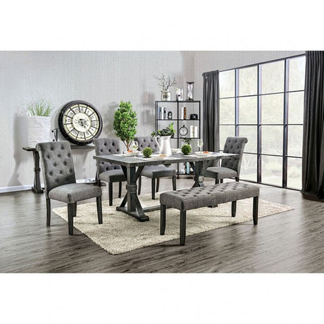 Alfred Antique Black/Rustic 6-Piece Dining Room Set by Furniture of America at Eve Furniture