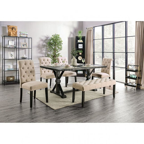 Alfred Antique Black/Rustic 6-Piece Dining Room Set by Furniture of America at Eve Furniture