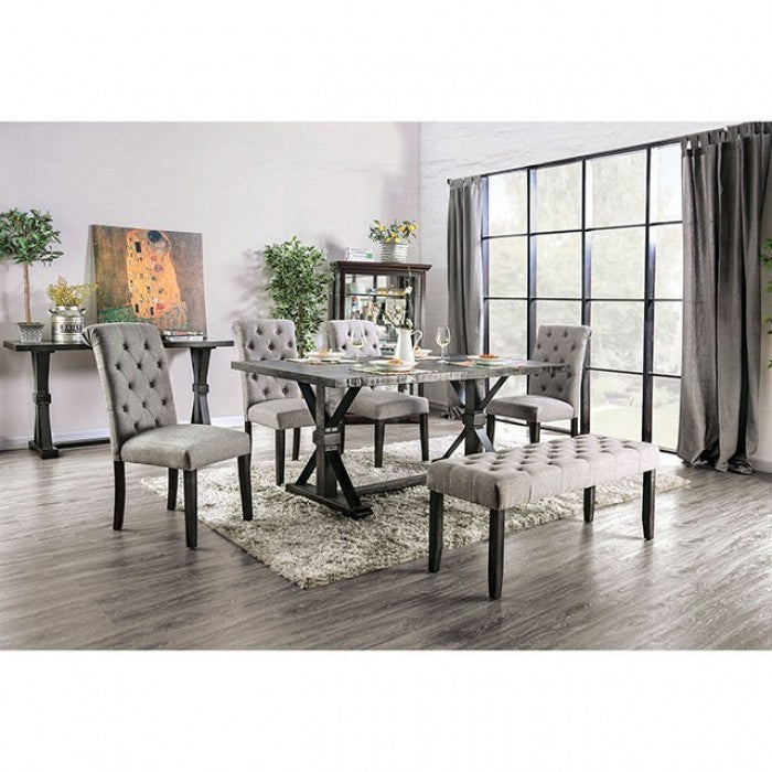 Alfred Antique Black/Rustic 7-Piece Dining Room Set by Furniture of America at Eve Furniture