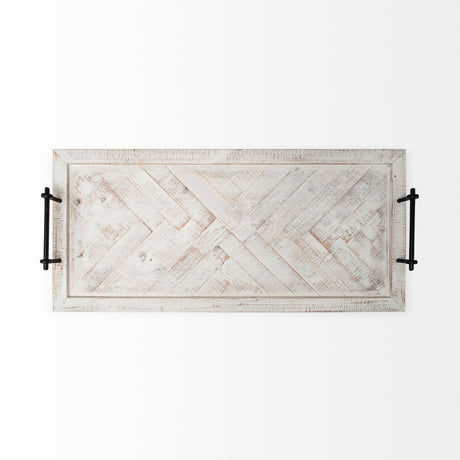 Alfred Natural Wooden Herringbone Rectangular Tray by Mercana at Eve Furniture