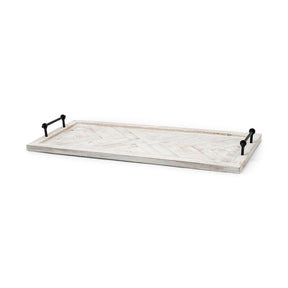 Alfred Natural Wooden Herringbone Rectangular Tray by Mercana at Eve Furniture