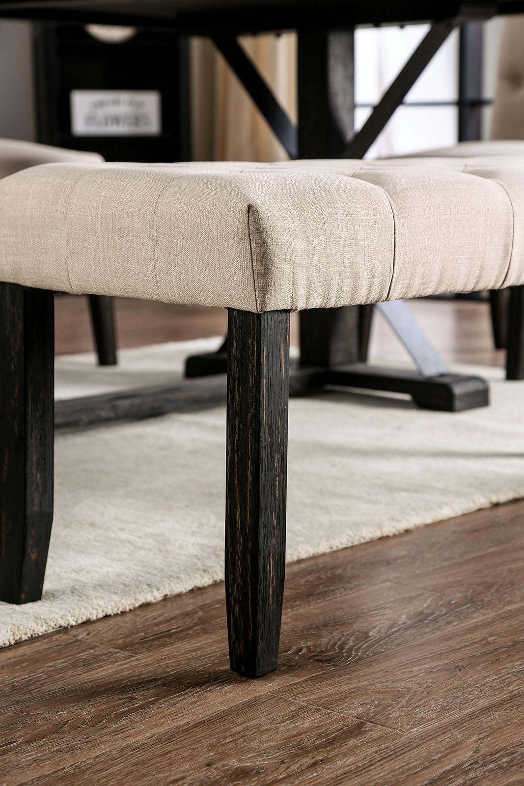 Alfred Antique Black/Ivory Bench by Furniture of America at Eve Furniture