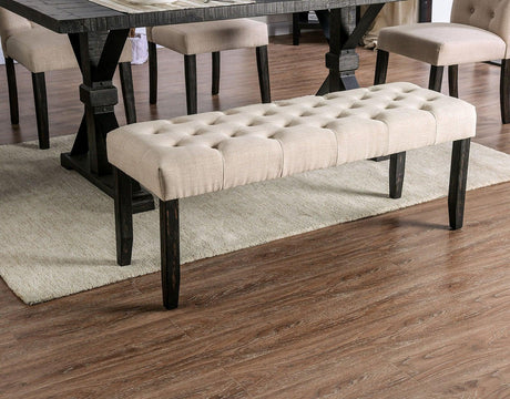 Alfred Antique Black/Ivory Bench by Furniture of America at Eve Furniture