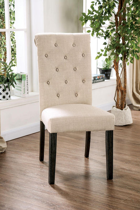 Alfred Antique Black/Ivory Side Chair (2/Ctn) by Furniture of America at Eve Furniture