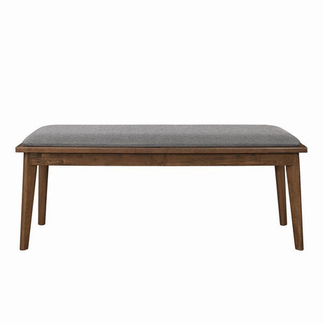 Alfredo Gray/Natural Walnut Upholstered Dining Bench by Coaster at Eve Furniture