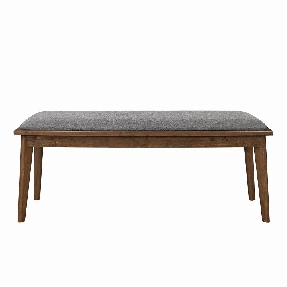 Alfredo Gray/Natural Walnut Upholstered Dining Bench by Coaster at Eve Furniture