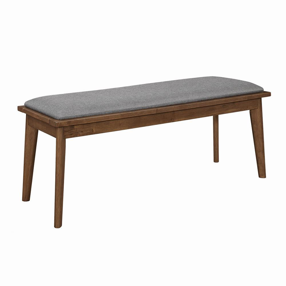 Alfredo Gray/Natural Walnut Upholstered Dining Bench