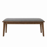 Alfredo Gray/Natural Walnut Upholstered Dining Bench