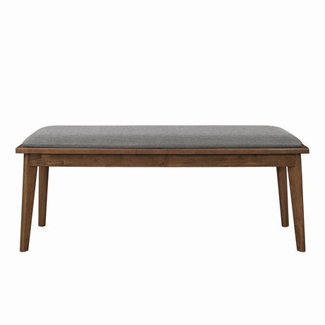 Alfredo Gray/Natural Walnut Upholstered Dining Bench