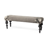 Alhambra Upholstered Gray Seat W/Black Wood Legs Accent Bench by Mercana at Eve Furniture