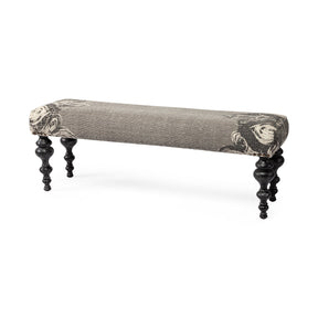 Alhambra Upholstered Gray Seat W/Black Wood Legs Accent Bench by Mercana at Eve Furniture
