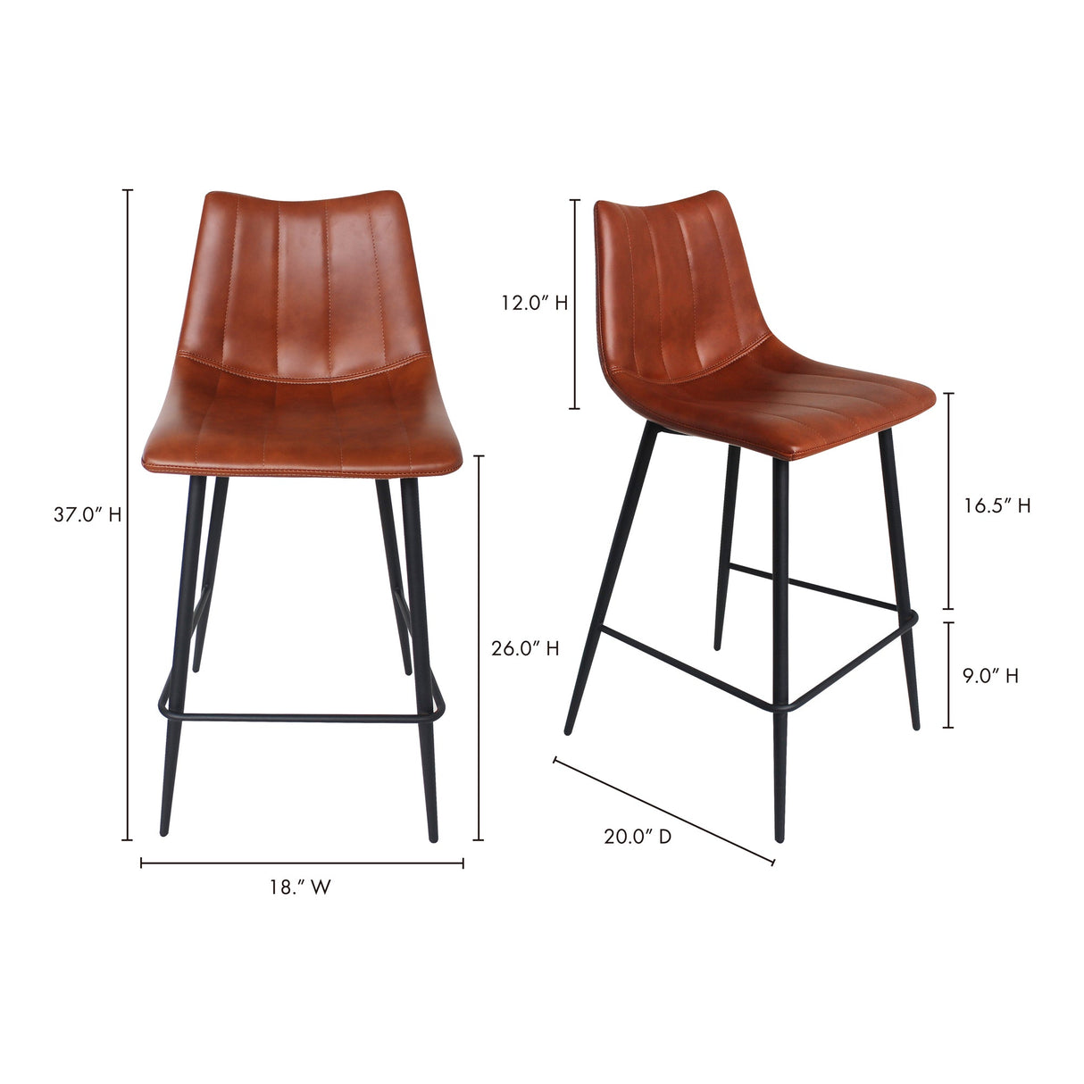 Alibi Brown Counter Stool (Set of 2) by Moe's Home at Eve Furniture